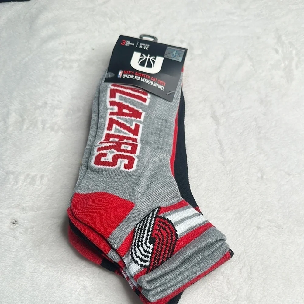 NBA Blazers Gray and Red Casual Socks
